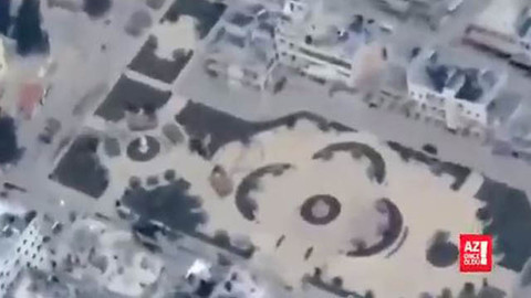 Afrin şehir merkezinde askerlerin hilal oluşturması drone ile görüntülendi.