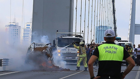 15 Temmuz Şehitler Köprüsü'nde araç yangını