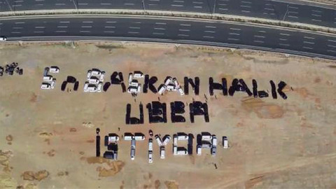 UBER arabalarla Erdoğan'a mesaj yazdı!