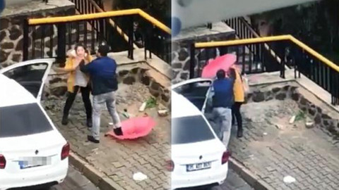 Sokak ortasında kadını tekme tokat dövdü