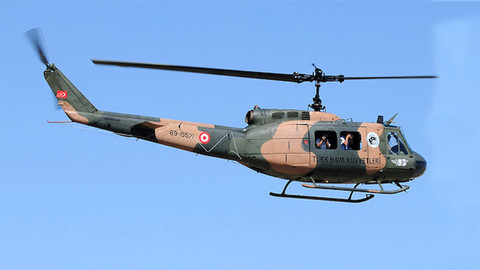 UH-1H model askeri helikopterin uçuşu durduruldu