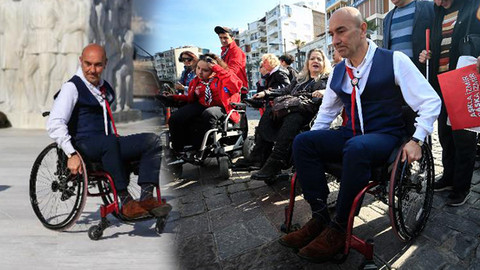 CHP'li Soyer tekerlekli sandalyeyle gezdi