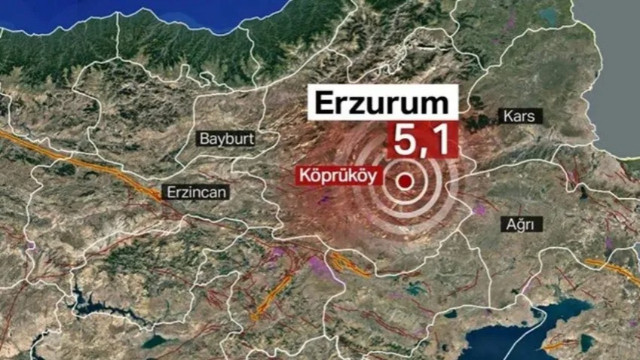 Erzurum'da 5,1 büyüklüğünde deprem!