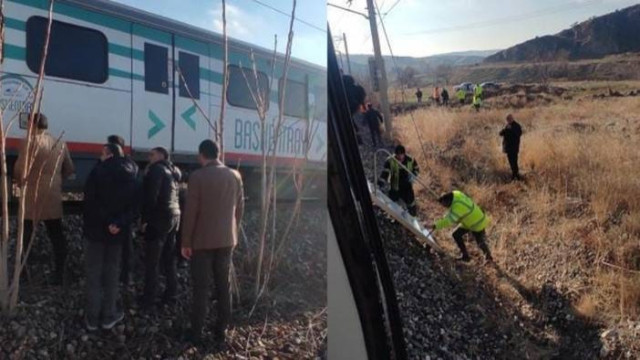 Ankara’da tren kazası! Tren raylara düşen kayaya çarptı! Makinistin dikkati faciayı önledi