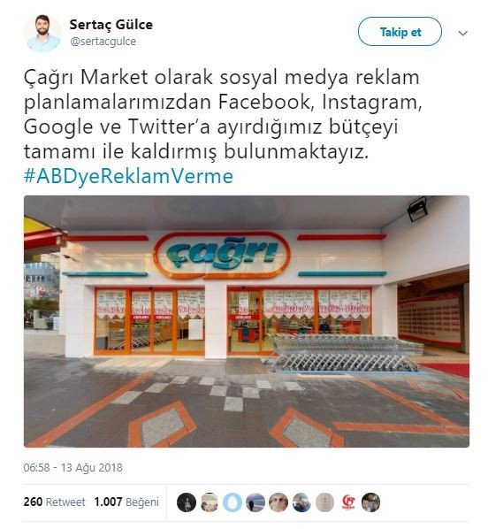 ABD'li firmalara reklam vermeyi kesen Türk markalar ve kuruluşlar