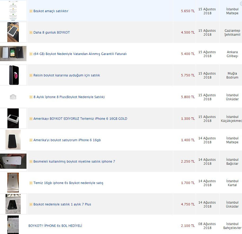 Alışveriş sitelerinde 'Boykot' nedeniyle iPhone satılıyor