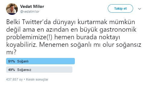 Vedat Milor, Twitter'ı ikiye böldü