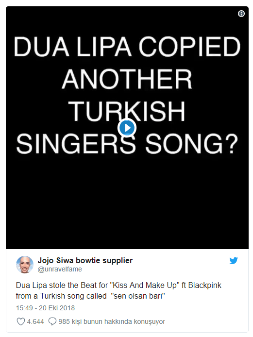 Dua Lipa'nın yeni şarkısı Aleyna Tilki'den çalıntı mı?