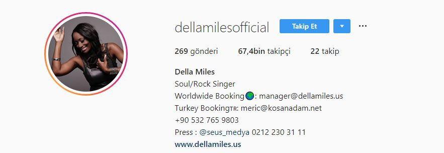 Della Miles Instagram adresi