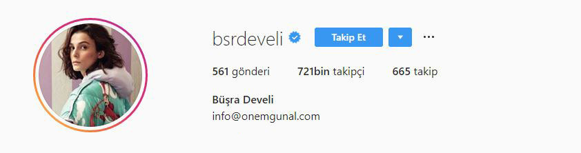 Büşra Develi Instagram adresi