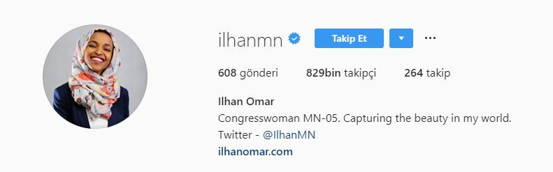 İlhan Omer Instagram adresi