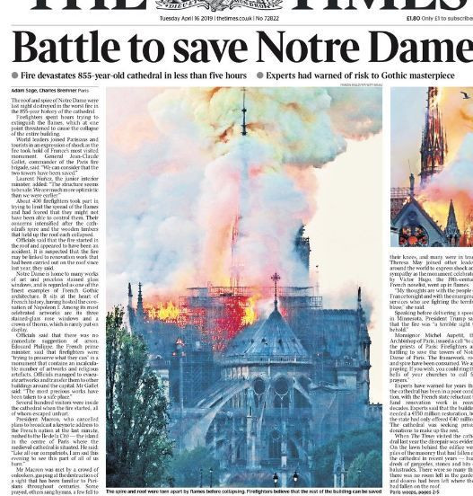 Dünya basınının manşetlerinden Notre Dame yangını - Sayfa 11