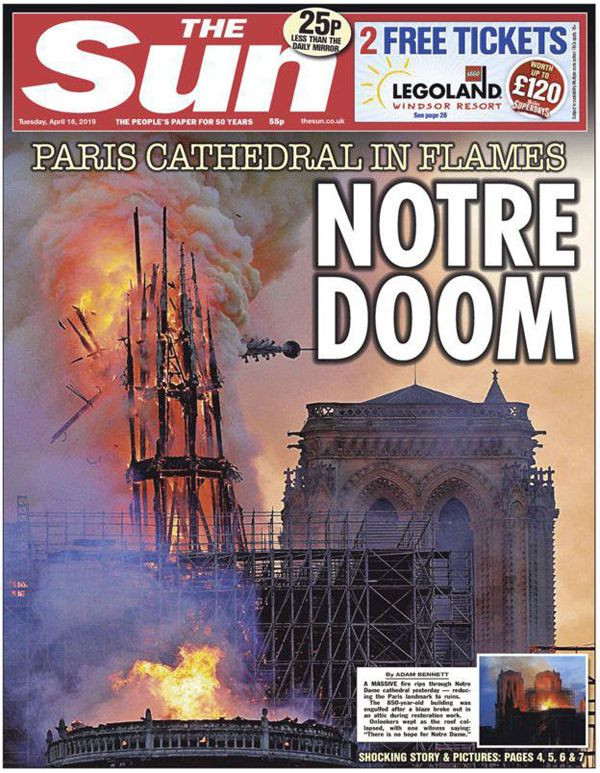 Dünya basınının manşetlerinden Notre Dame yangını - Sayfa 1