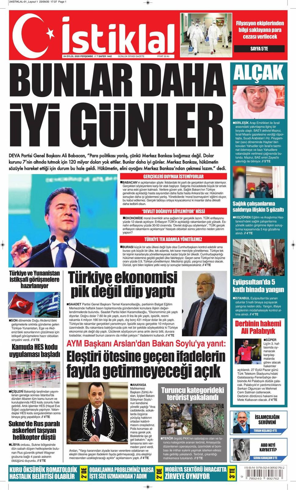 24 Eylül 2020 gazete manşetleri! - Sayfa 10